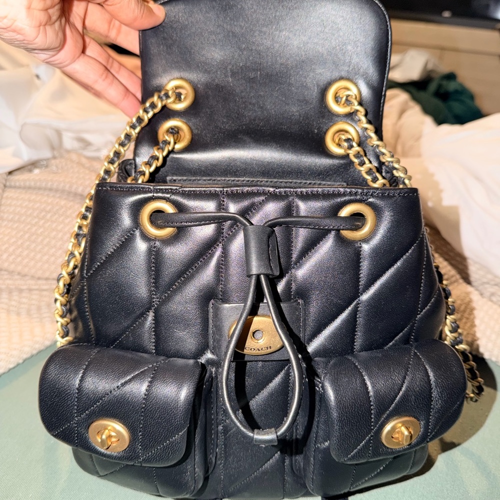 Coach Black Quilted Tabby Leather Backpack - Picture 3 of 6